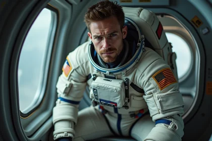 Astronaute français dans sa combinaison dans l'espace
