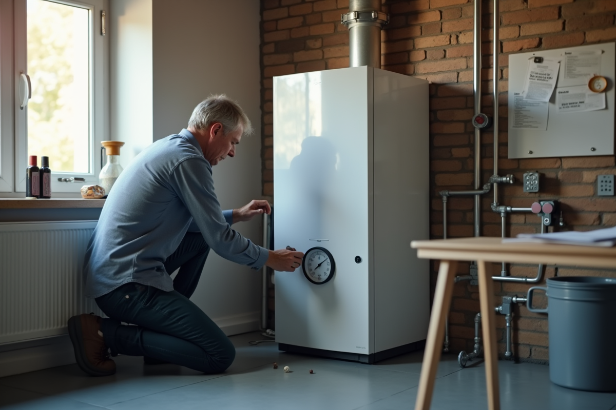 Chaudière moderne dans une buanderie propre et lumineuse