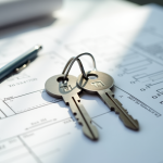 Clés modernes d'appartements T1 et T2 sur bureau blanc