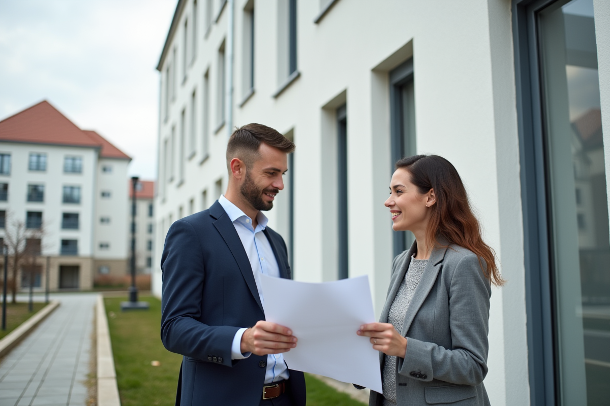 Femme discutant plans d