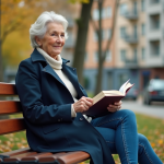 Femme lisant dans un parc urbain calme et paisible