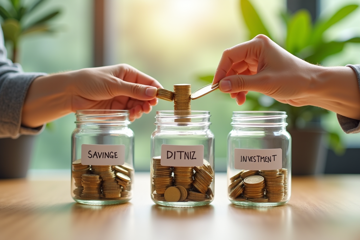 Mains empilant des pièces d