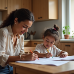 Femme et fille en cuisine pour article sur famille