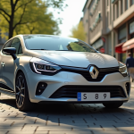 Renault Clio phase 2 garée en ville en plein soleil