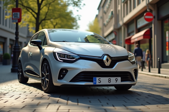 Renault Clio phase 2 garée en ville en plein soleil