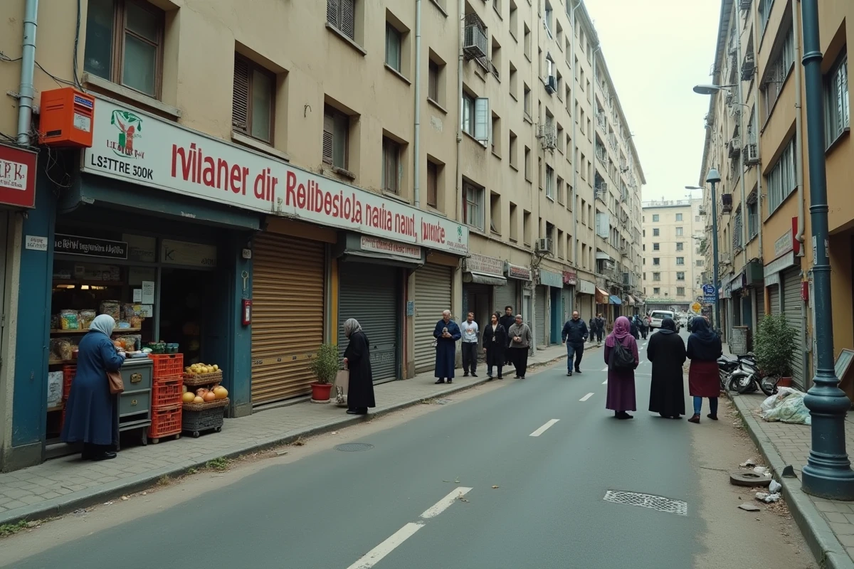 Rue de Stains en Seine-Saint-Denis avec son épicerie de quartier et ses habitants aux origines africaines dans leur vie de tous les jours