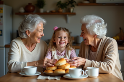 Trois générations de famille partageant un repas convivial